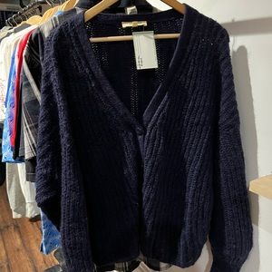 Sézane navy mohair cardigan